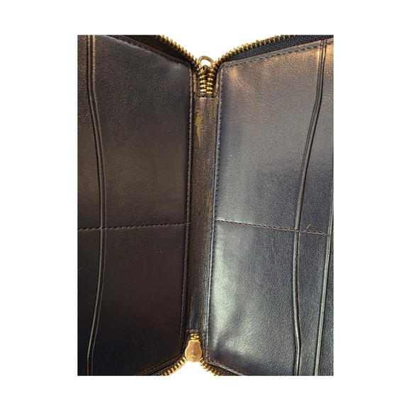 COACH Double Zip Leather Accordion Wallet/Wristlet Dark Navy GUC - Picture 9 of 16